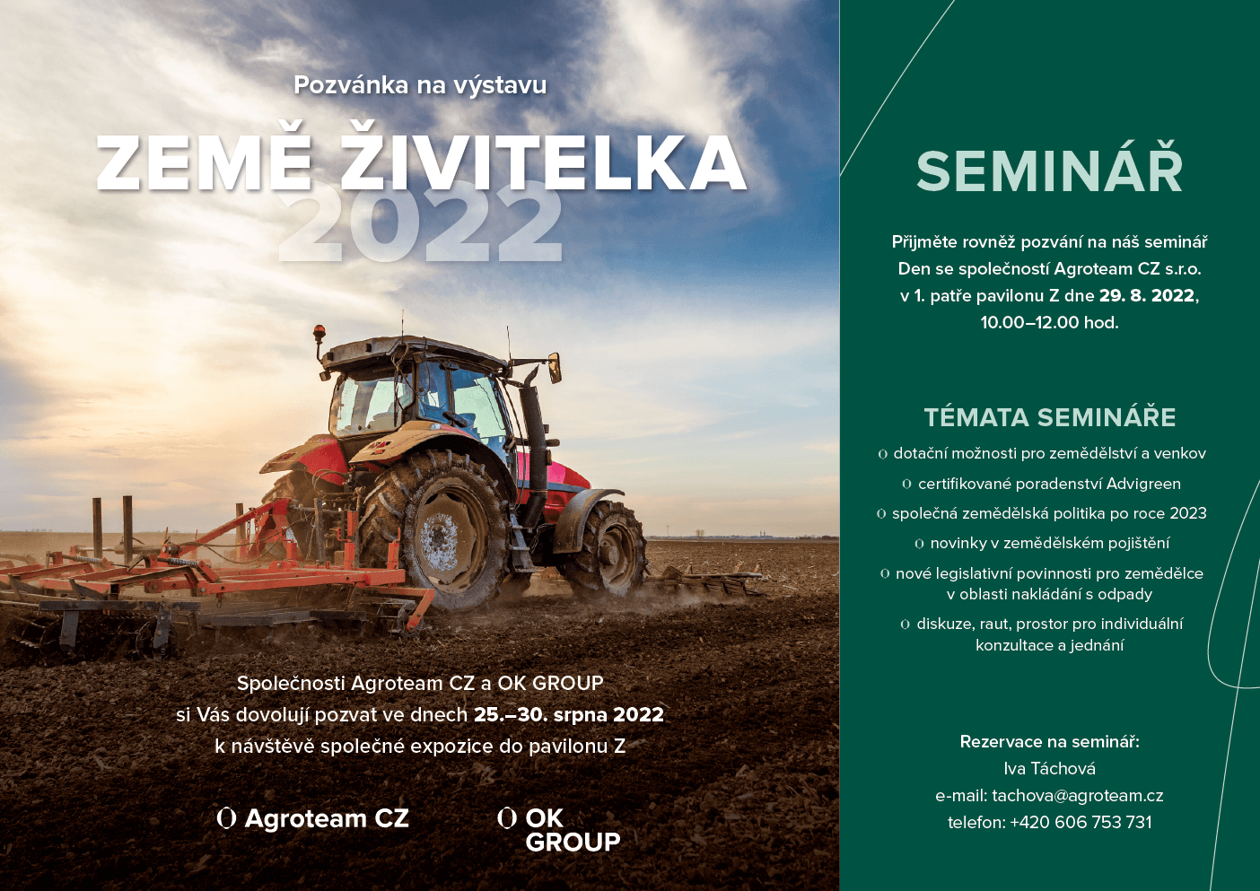 Pozvánka na agrosalon ZEMĚ ŽIVITELKA 2022 (PDF)